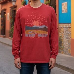 NWT Wild Fable Men’s Red Long Sleeve Desert Valley California Graphic Tee